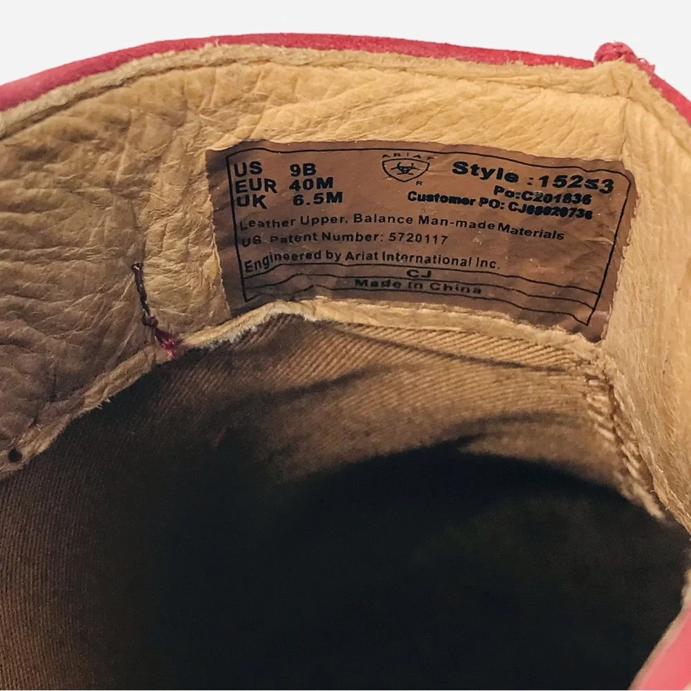 Ariat Women's Size 9B Clogs Red Leather Suede Slip On Comfort Shoes 15253 - Picture 8 of 8